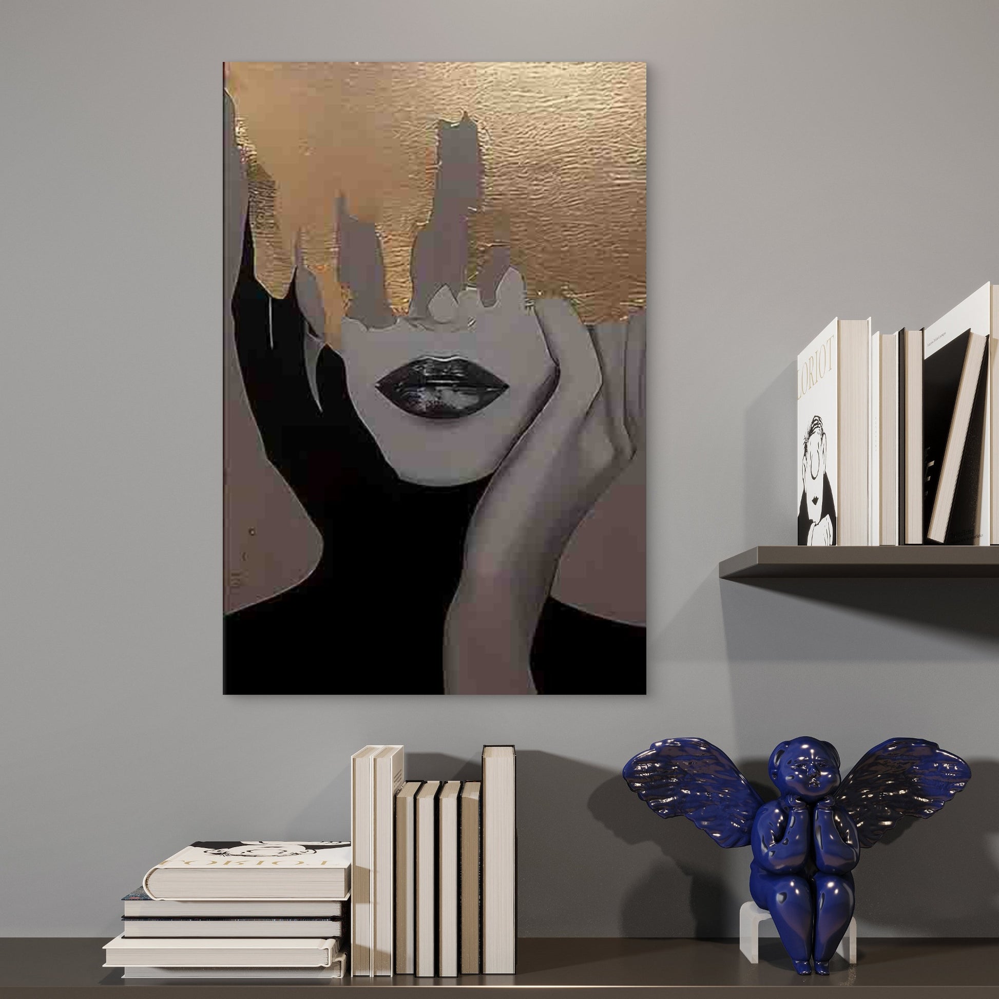 Opulent Golden - Foil Portrait 60x90cm Metal Print Ready to Hang - Bella Home Decor