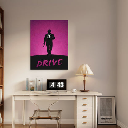 Silhouette Drive Art Modern Retro 60x90cm Metal Print Ready to Hang