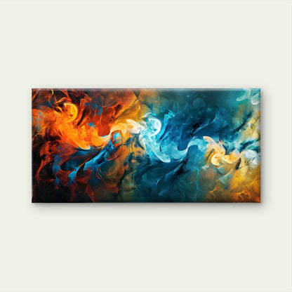 Abstract Swirling Fire Ice Wall Art Canvas Office Home Room Framed 120x60cm