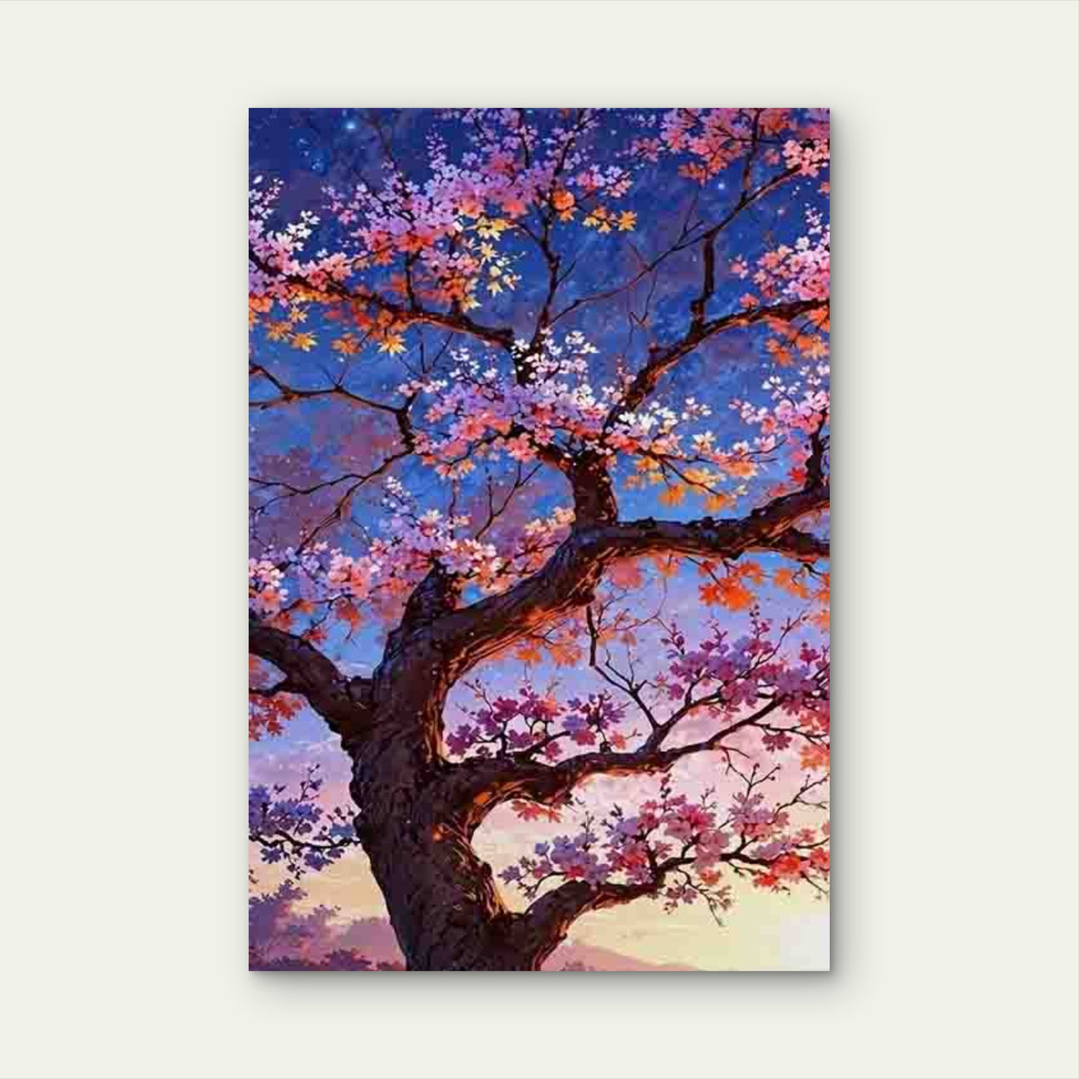 Pink & Purple Sakura Design 60x90cm Metal Print Ready to Hang