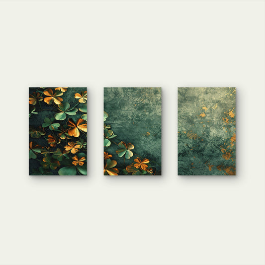 3pcs Teal Gold Leaf Botanical Abstract Wall Art Set Canvas Framed 40x60cm - High Quality Print 100% Australian Made Wall Canvas Ready to Hang
