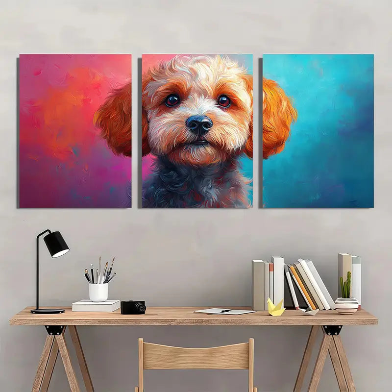 3pcs Abstract Modern Colorful Cockapoo Dog Wall Art Set Canvas Framed 40x60cm - High Quality Print 100% Australian Made Wall Canvas Ready to Hang