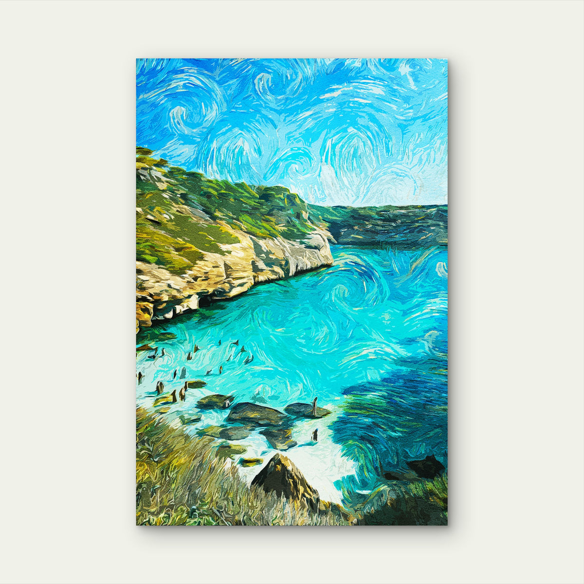 Mallorca Spain Beautiful Oil Paint Landscape 40x60cm Metal Print Ready to Hang