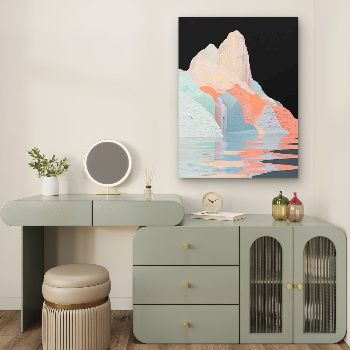 Vibrant Colorful Paint Drip Mountain 60x90cm Metal Print Ready to Hang