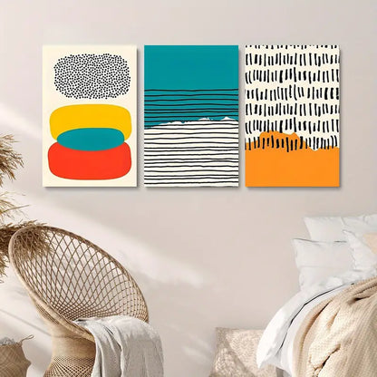 3pcs Modern Art, Simple Colorful Abstract Combination Metal Print Ready to Hang Art