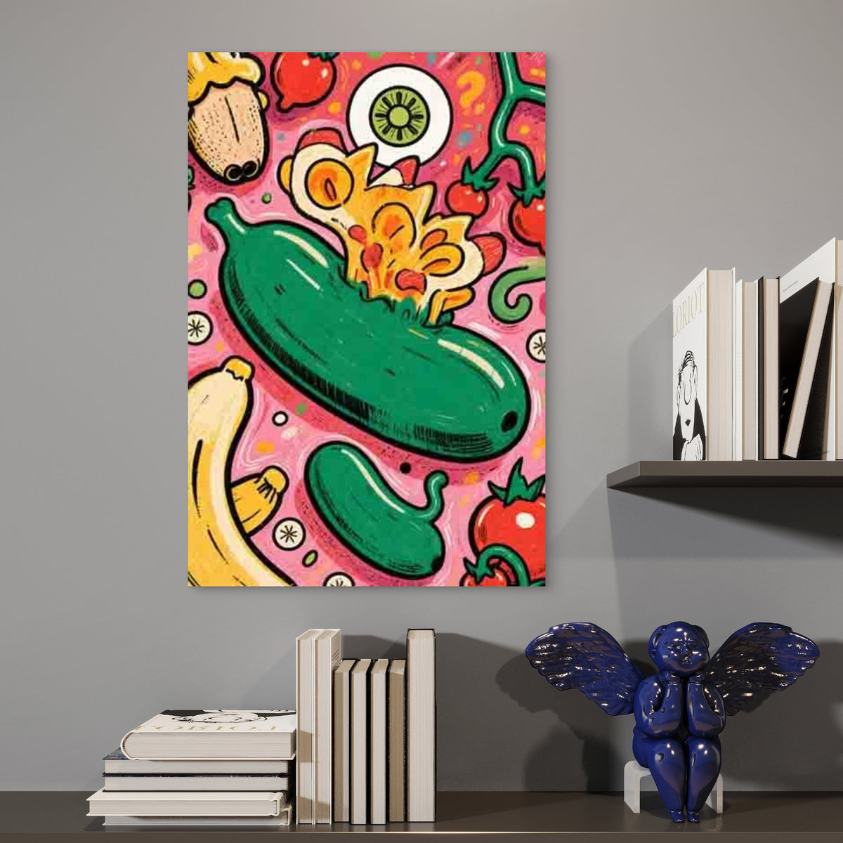 Vegetable-Themed Abstract Art Style Metal Print Ready to Hang