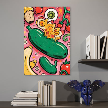 Vegetable-Themed Abstract Art Style Metal Print Ready to Hang