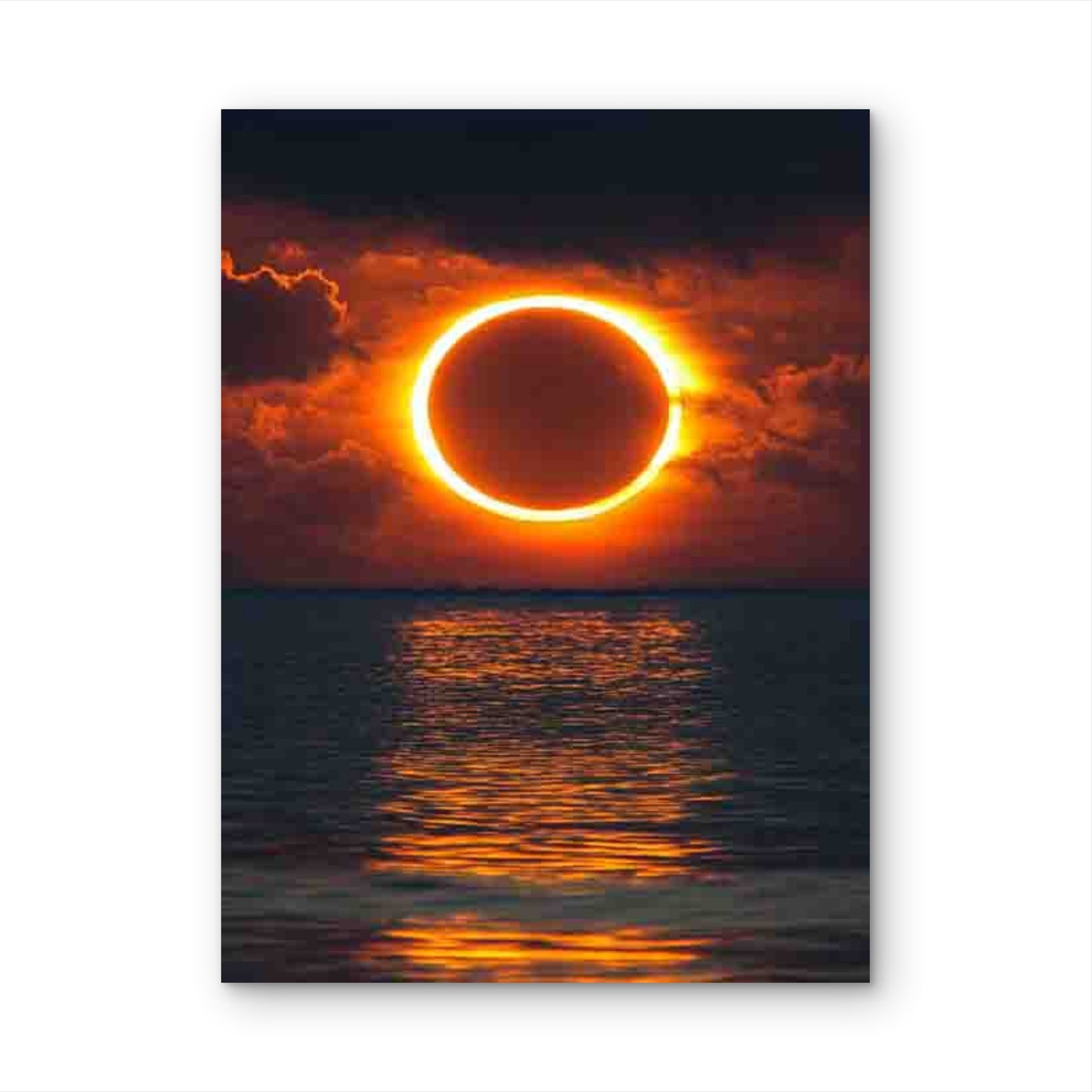 Vibrant Sunset Seascape with Red Circle Over Ocean 60x90cm Metal Print Ready to Hang - Bella Home Decor