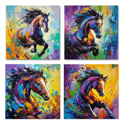 4pcs Graffiti Horse G Poster Wall Art Canvas Framed