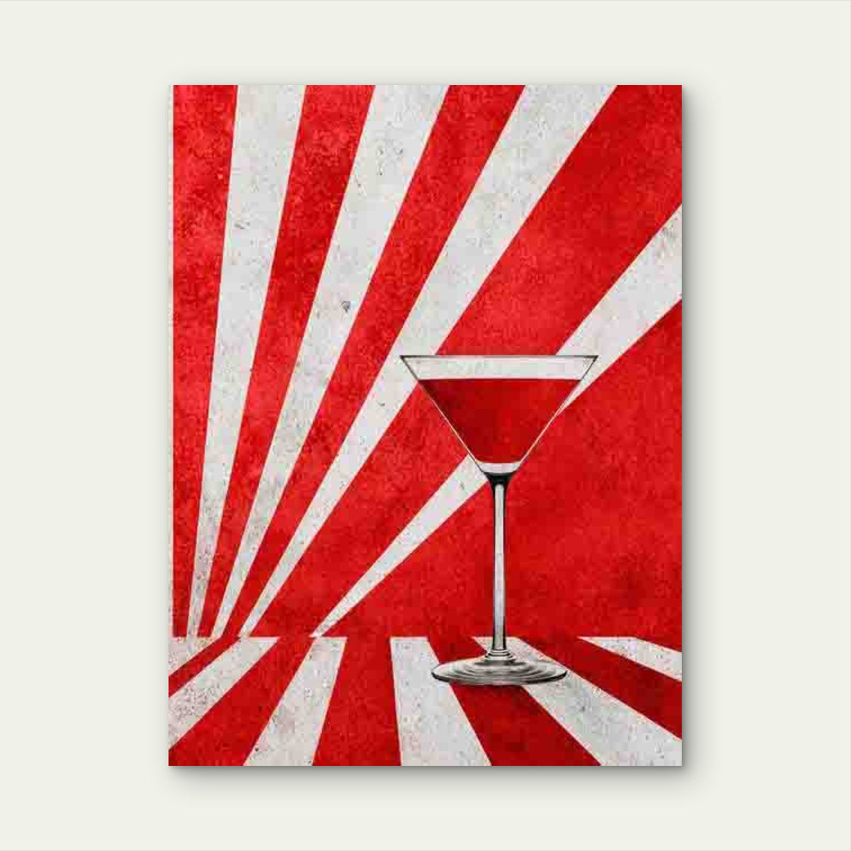 Modern Abstract Martini Art Metal 40x60cm Print Ready to Hang