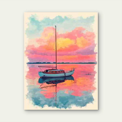 Vibrant Pink & Orange Sunset Nautical Metal Print Ready to Hang