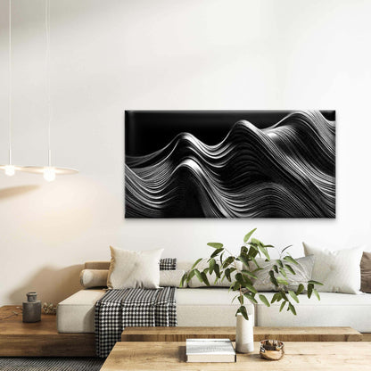 Wave Pattern of Black And White Wall Art Canvas Office Home Room Framed 120x60cm