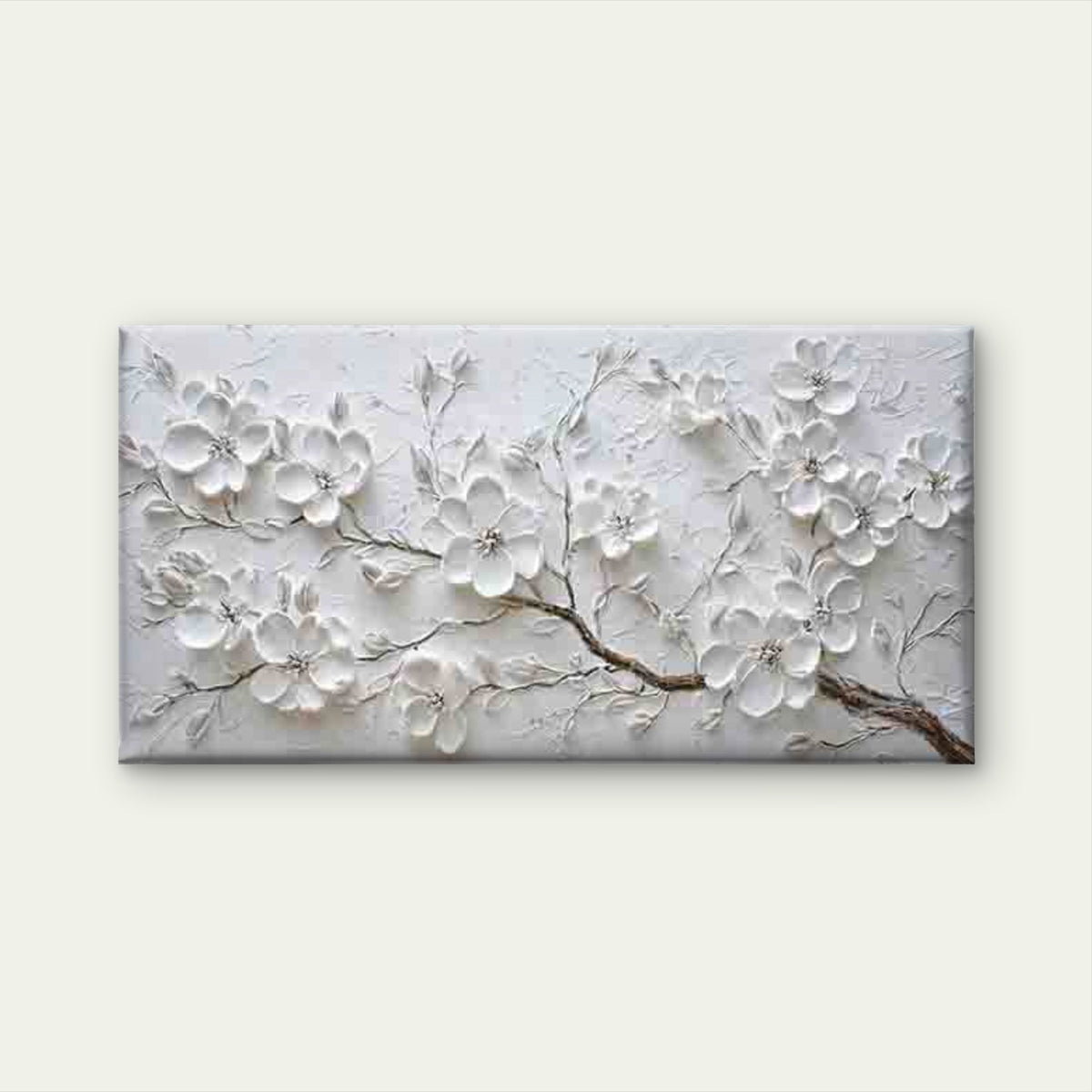 White Flowers on a Branch Wall Art Canvas Office Home Room Framed 120x60cm