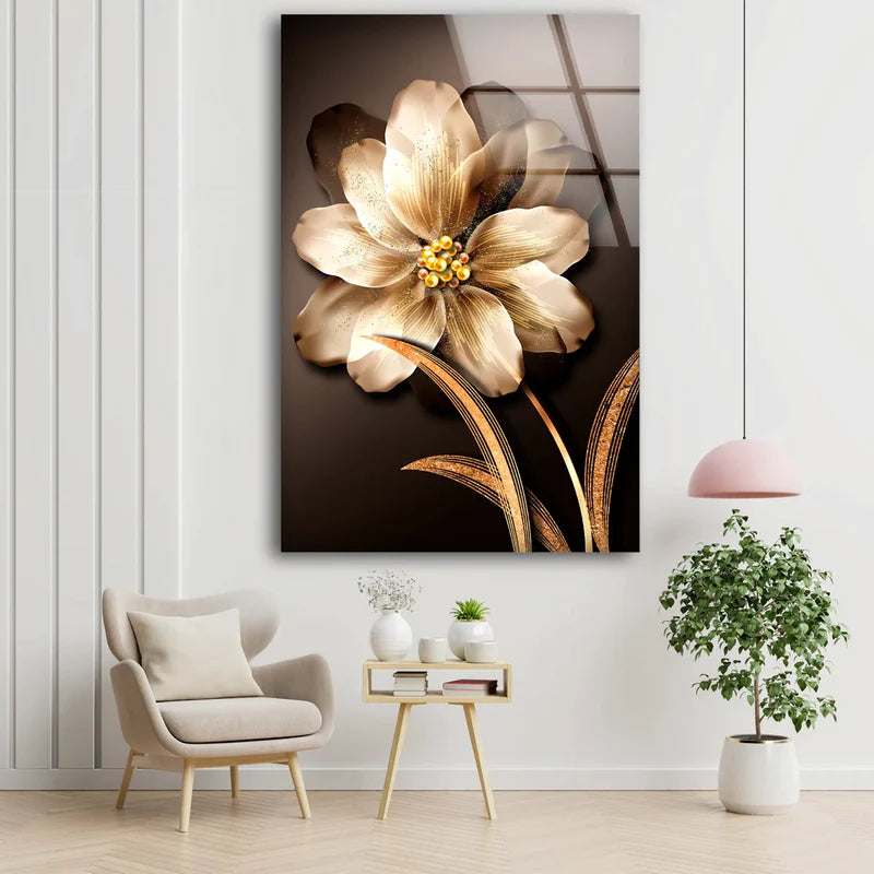 Gold Flower 3D Design UV Direct Aluminum Print Australian Made Quality