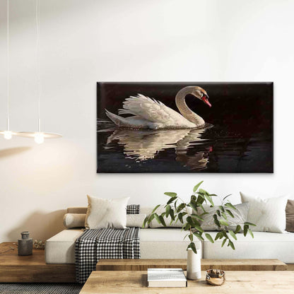 Featuring a White Swan Wall Art Canvas Office Home Room Framed 120x60cm