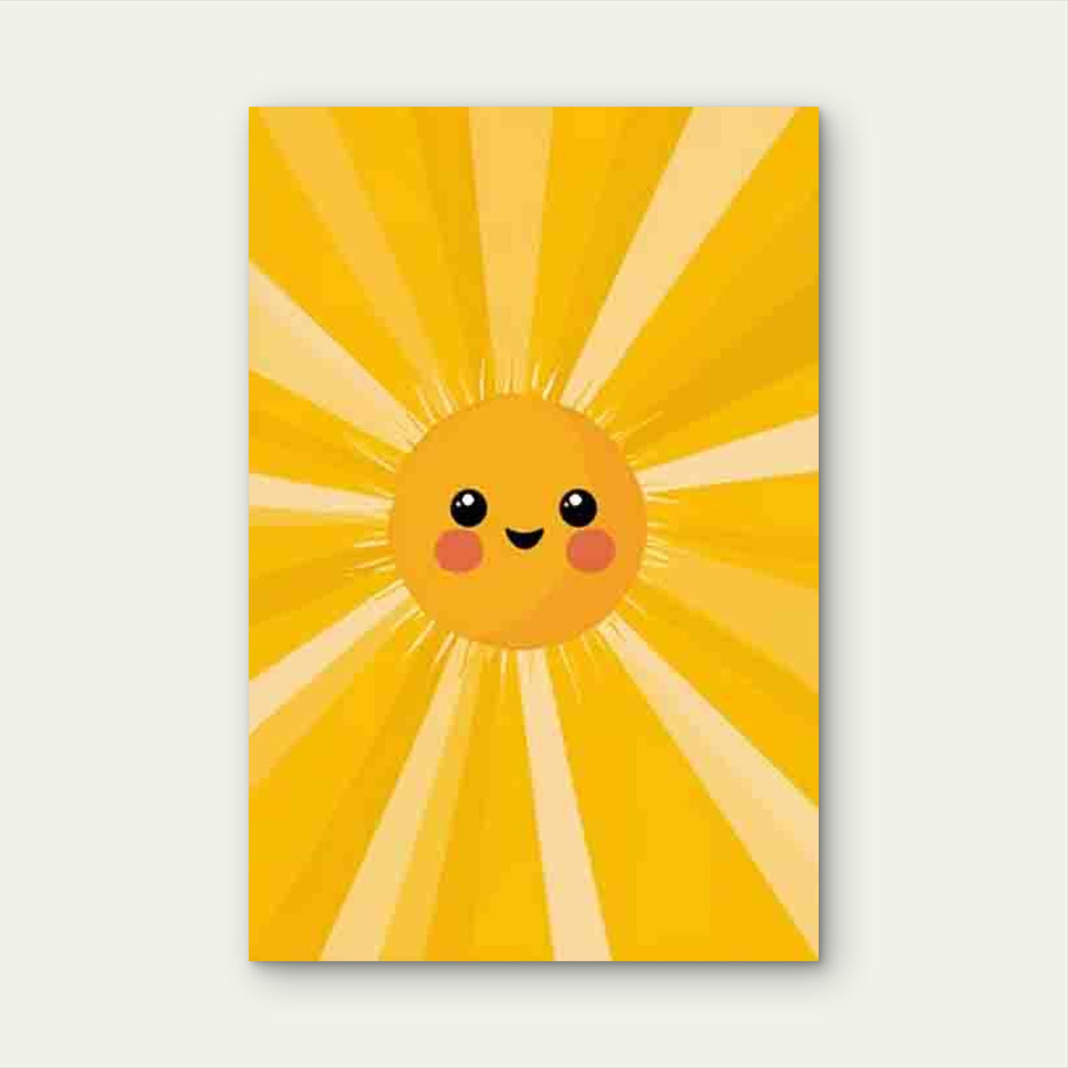 Cute Smiling Sun with Big Eyes & Blush Cheeks Metal Print Ready to Hang