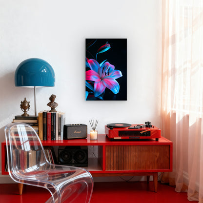 Orchid Flower Against Black Background 40x60cm Metal Print Ready to Hang