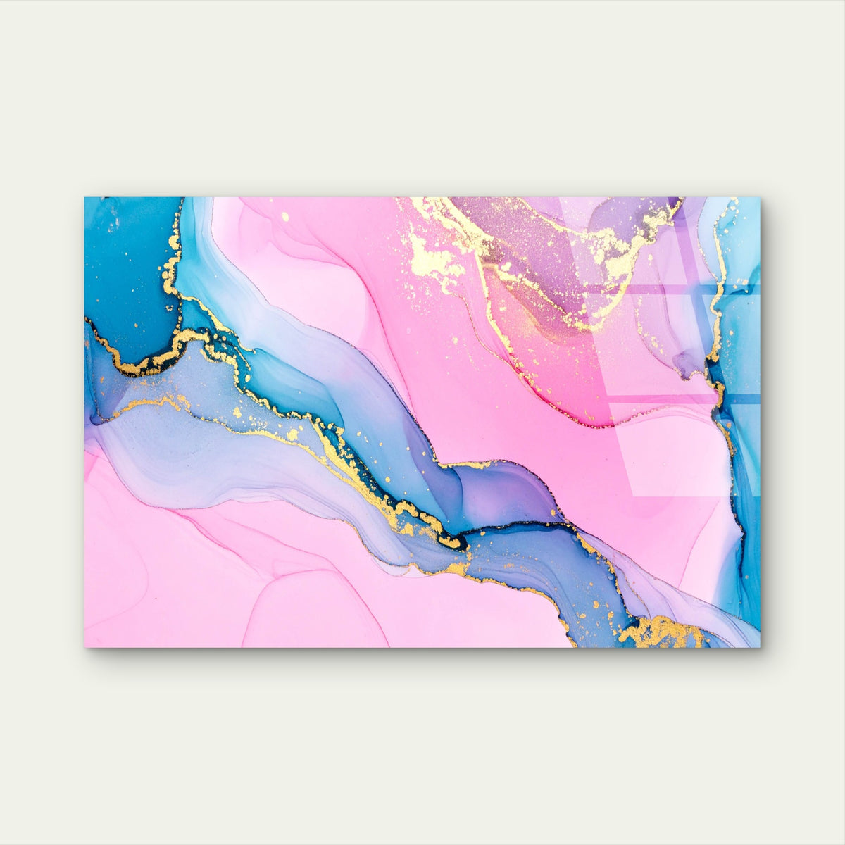 Abstract Pink Blue Fluid Alcohol Veins Acrylic Glass Printing Wall Art Australian Made Quality