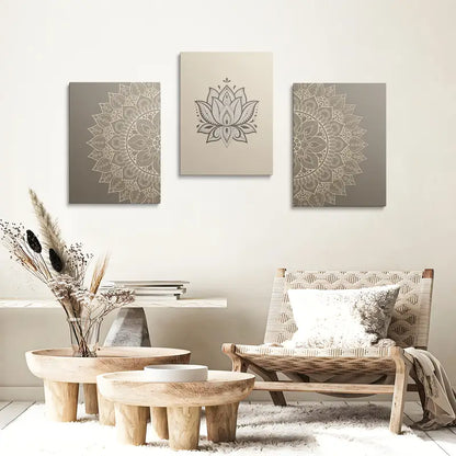 3pcs Modern fashion theme geometric flower Metal Print Ready to Hang Art
