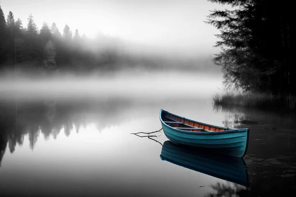 Boat in a Pristine Lake Stunning 90x60cm Print 100% Australian Made