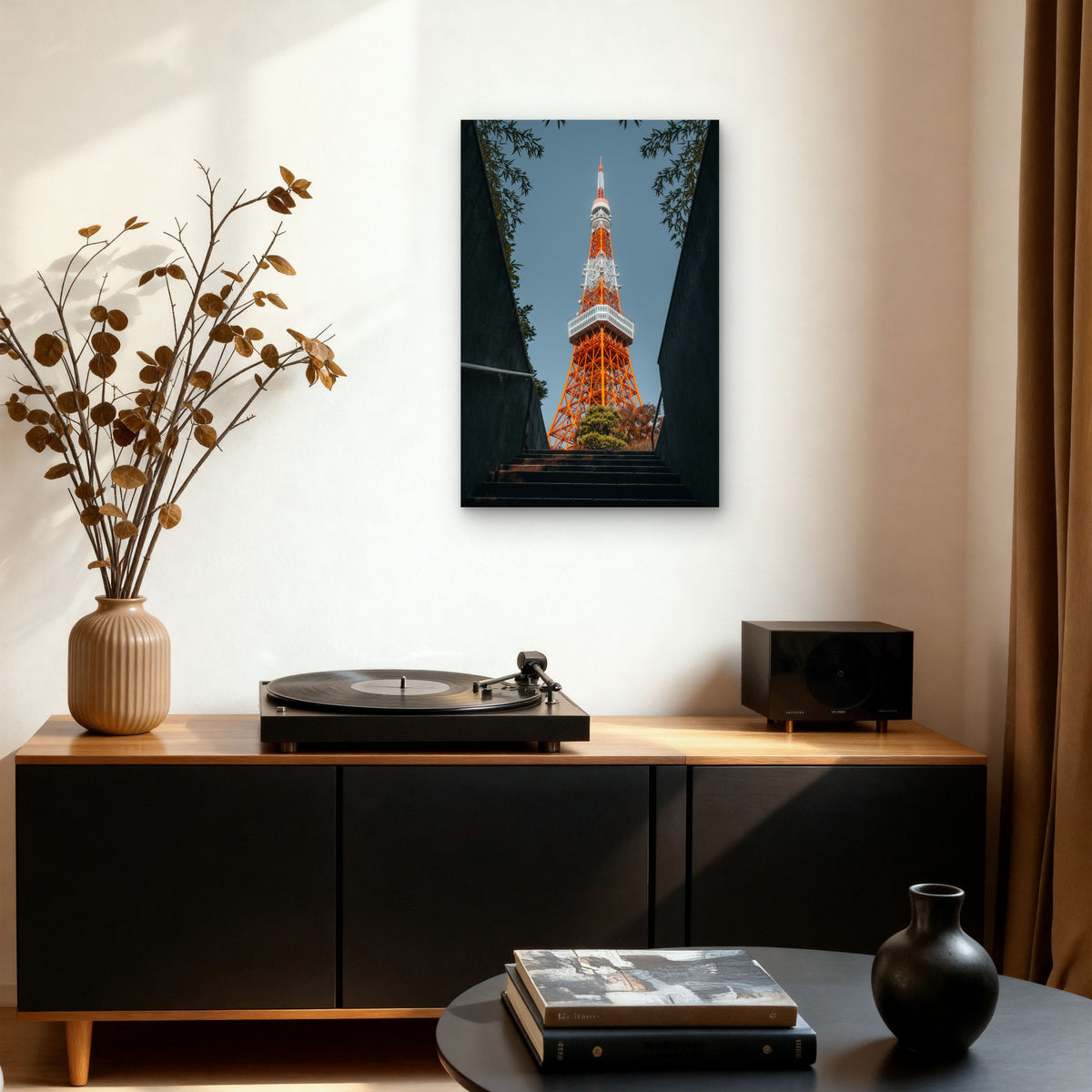 Tokyo Tower Viewed from Staircase, Tokyo, Japan 40x60cm Metal Print Ready to Hang