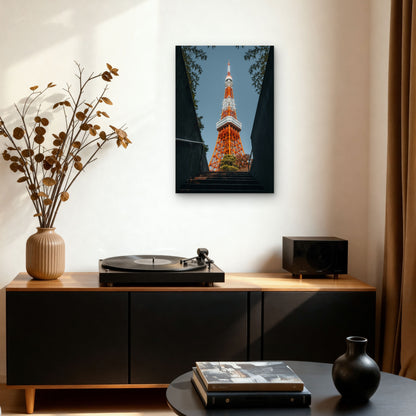 Tokyo Tower Viewed from Staircase, Tokyo, Japan 40x60cm Metal Print Ready to Hang