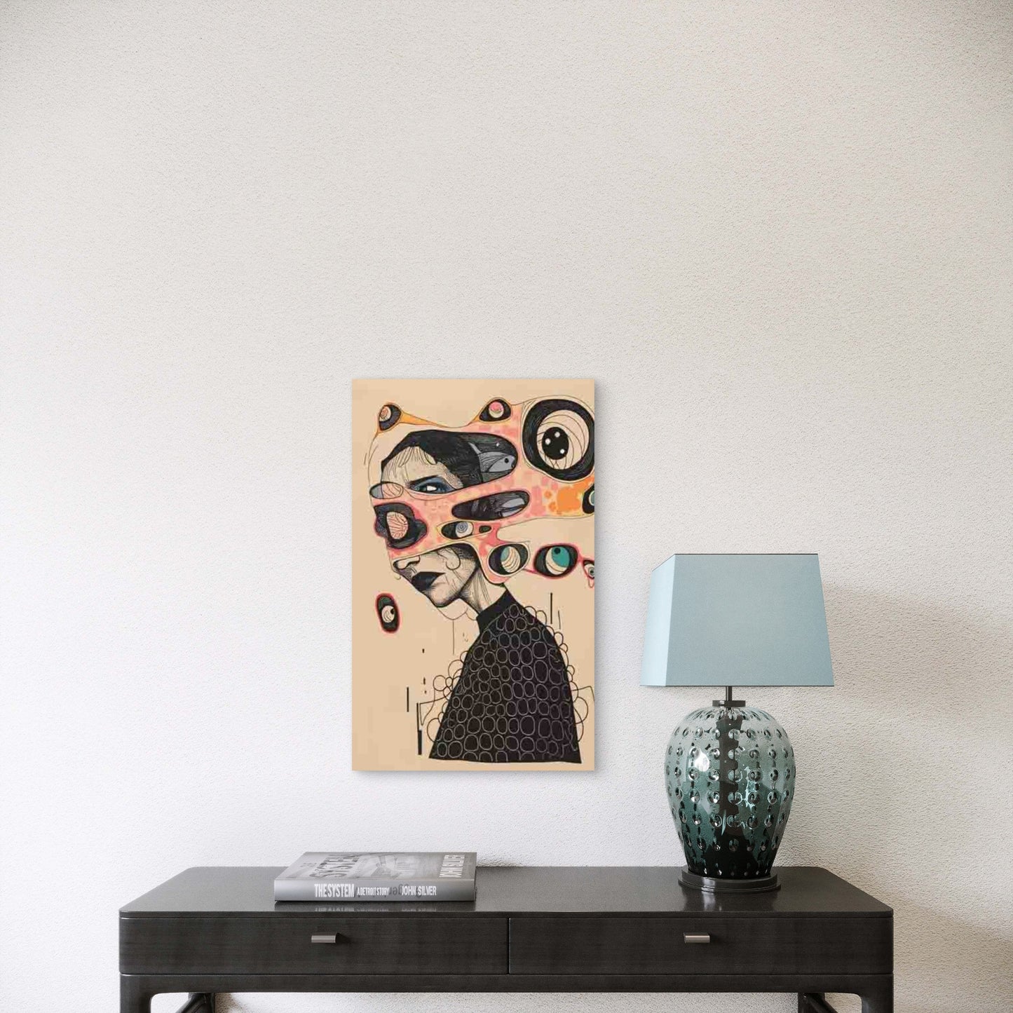 Abstract Black Figures & Multicolored Eyes Metal Print Ready to Hang