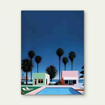 Mid-Century Retro Architecture Metal Print Ready to Hang