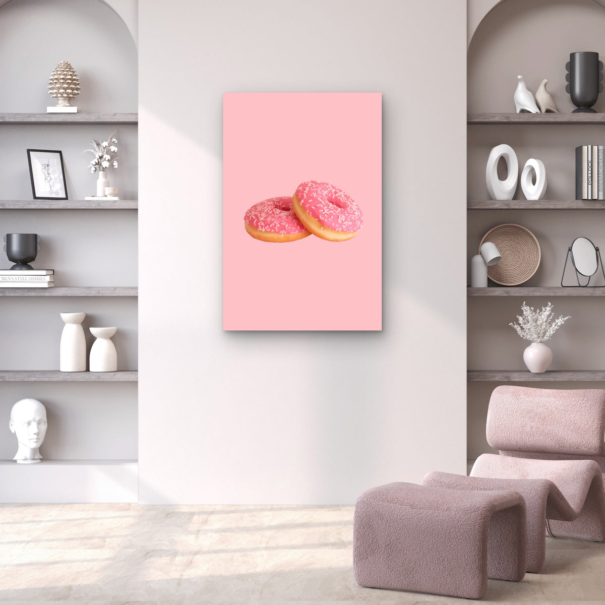 Two Pink Sprinkle Donuts 60x90cm Metal Print Ready to Hang