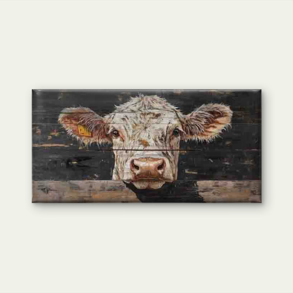 Rustic Cow Portrait Wall Art Canvas Office Home Room Framed 120x60cm