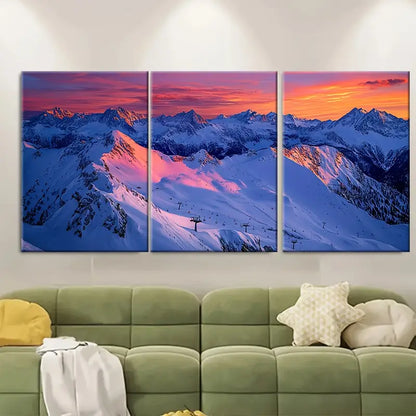 3pcs Obertauern Ski Resort Mountain Wall Art Set Canvas Framed 60x90cm - High Quality Print 100% Australian Made Wall Canvas Ready to Hang