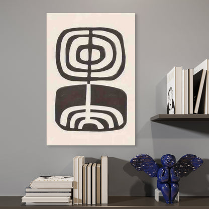 Black & White Abstract Geometric Metal Print Ready to Hang