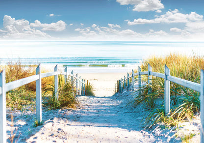 Cloudy Sky & Wooden Path to Sea 90x60cm Print 100% Australian Made