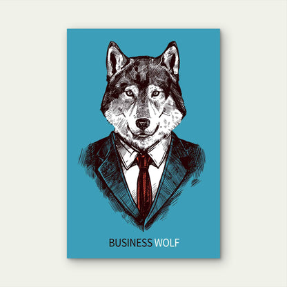 Business Wolf 60x90cm Metal Print Ready to Hang