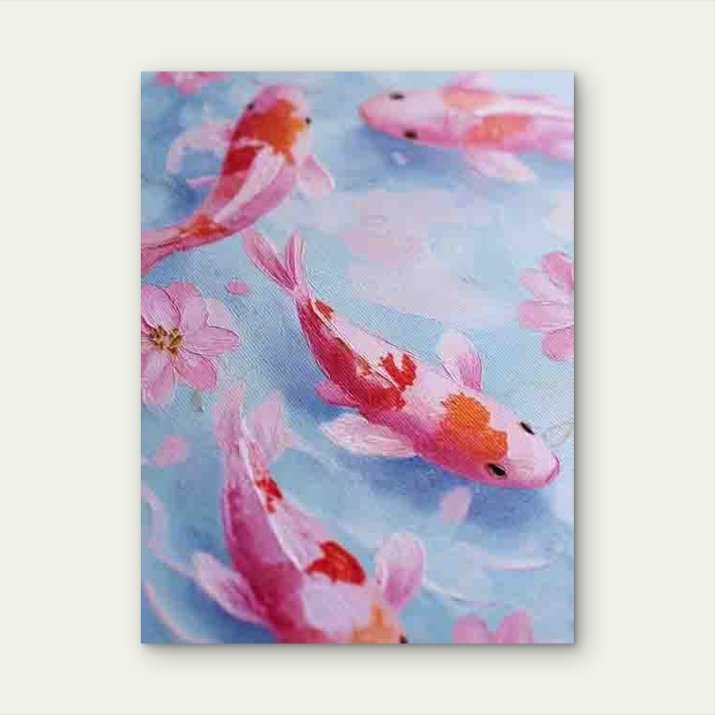 Two Koi Fish in Pastel Pink & Soft Blue 60x90cm Metal Print Ready to Hang