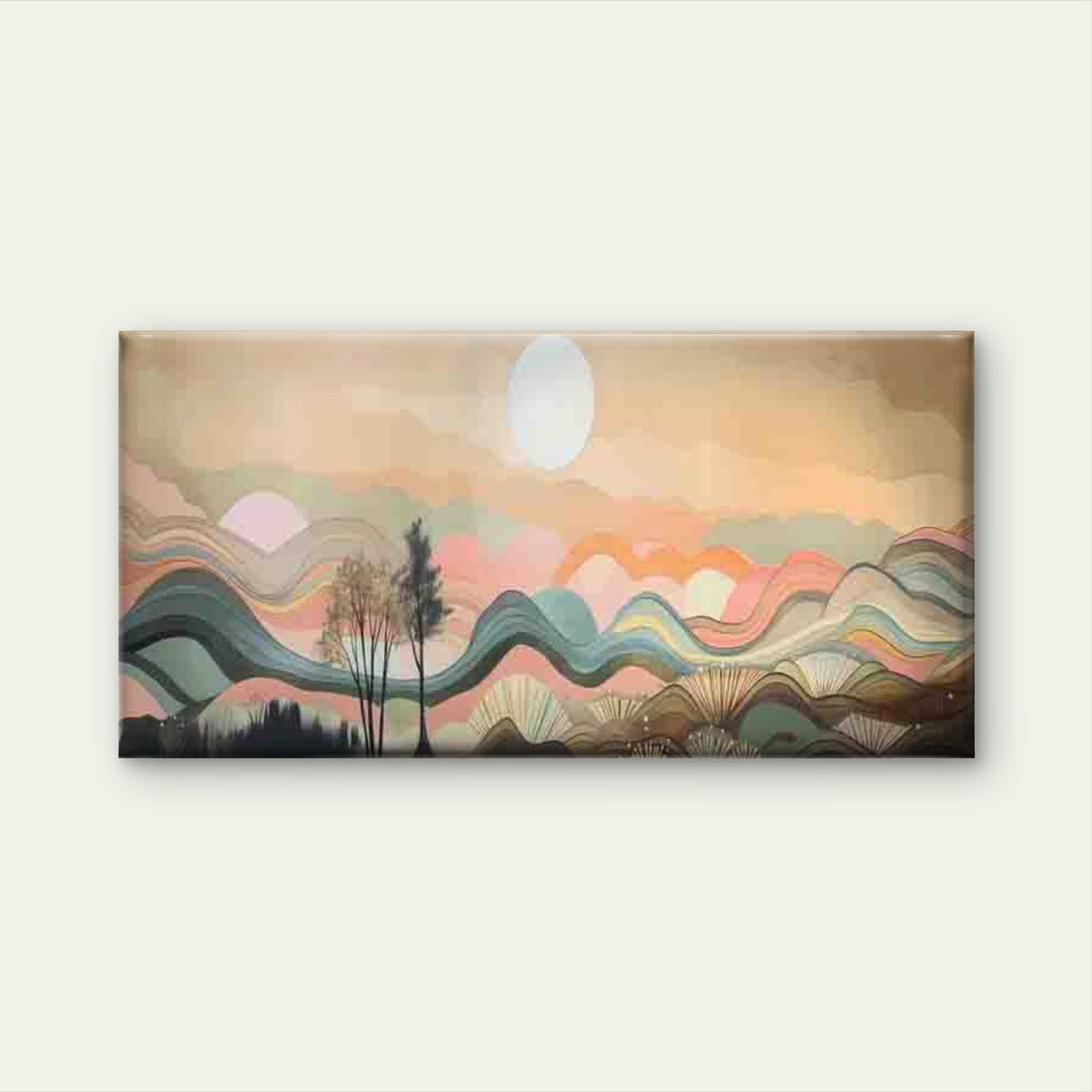 Tree & Sun Colorful Landscape Wall Art Canvas Office Home Room Framed 120x60cm