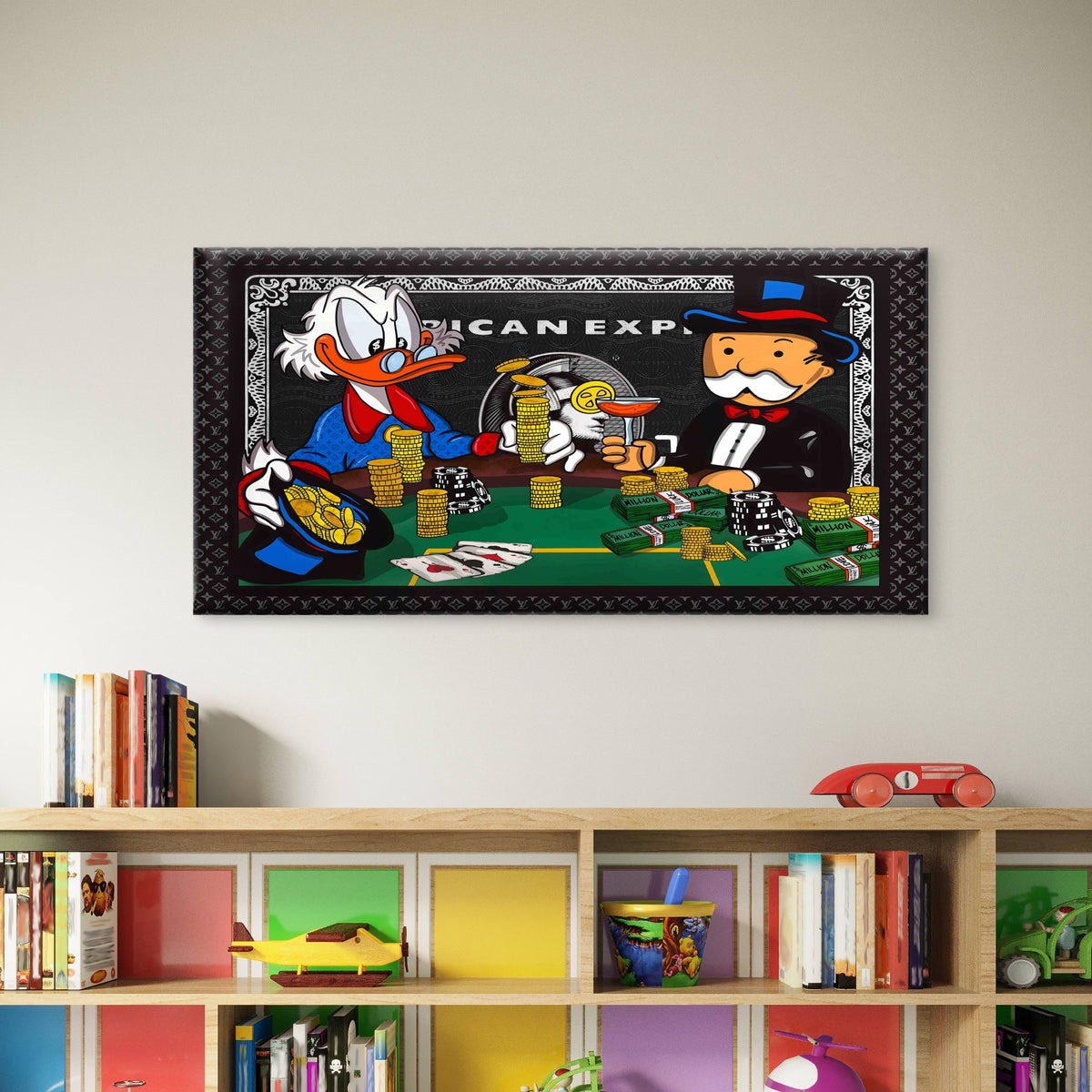 Billionaire Gamers Card Table Wall Art Canvas Office Home Room Framed 120x60cm