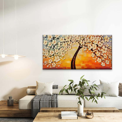 Abstract White Blossom Tree Wall Art Canvas Office Home Room Framed 120x60cm