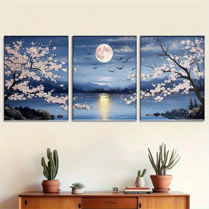 3pcs Floral Design, Tree & Flower Metal Print Ready to Hang Art