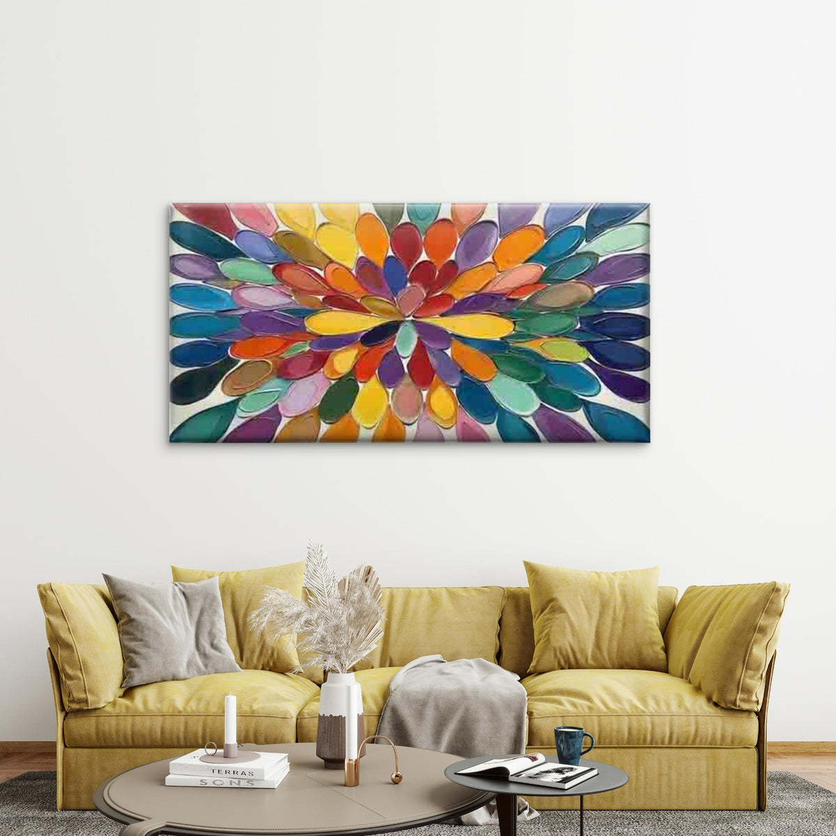 Featuring Abstract Color Splash Wall Art Canvas Office Home Room Framed 120x60cm
