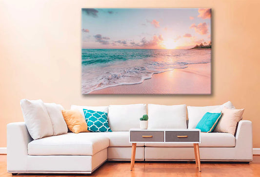 Pink Sky Beach & Sunset 90x60cm Print 100% Australian Made