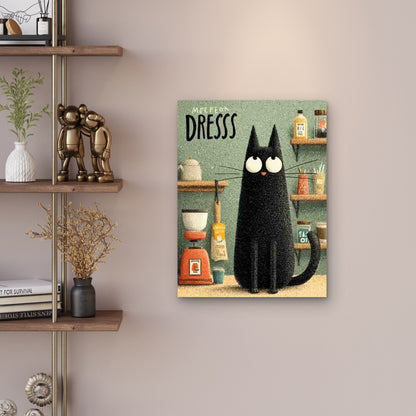 Black Cat & Coffee Metal Print Ready to Hang