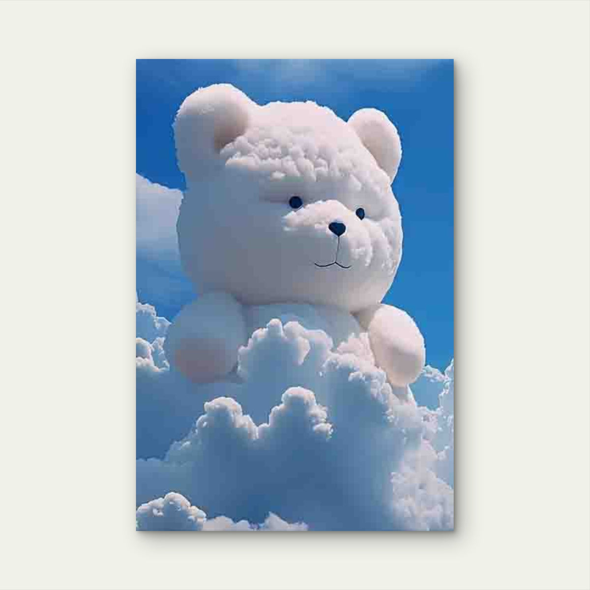 Whimsical Bear in Clouds Metal Print Ready to Hang