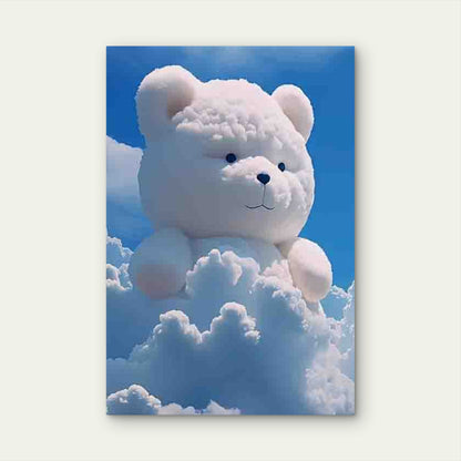 Whimsical Bear in Clouds Metal Print Ready to Hang