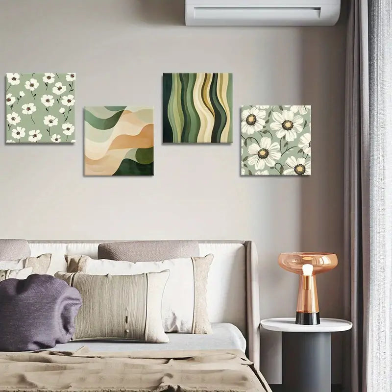 4pcs Garden Poster, Stone Path   Wall Art Canvas Framed