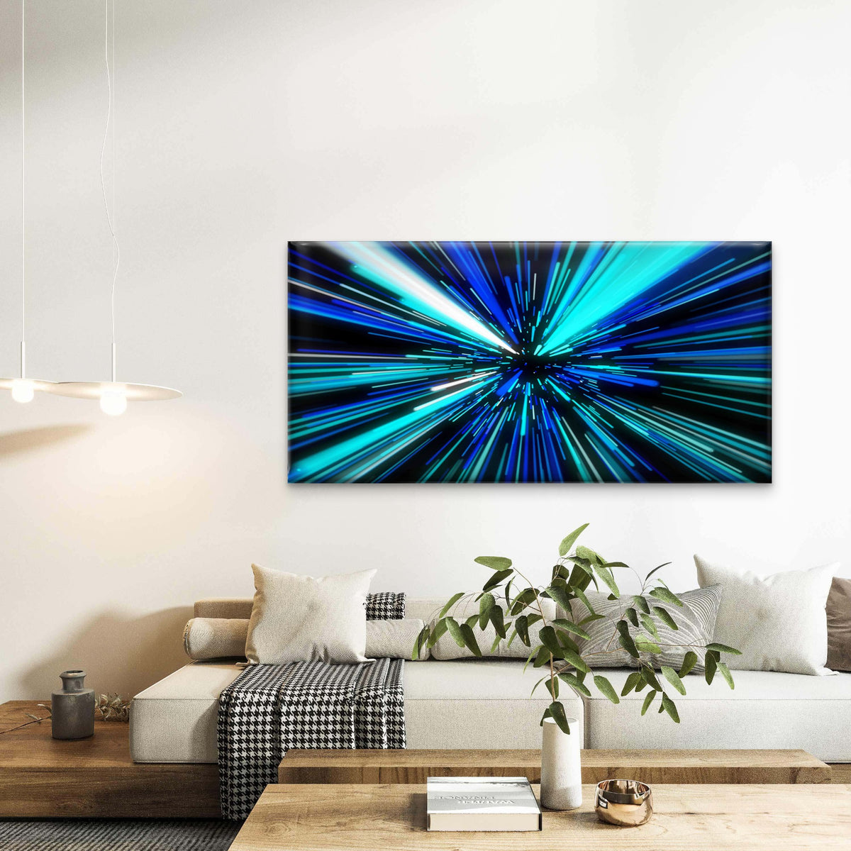 Abstract With Straight Lines Wall Art Canvas Office Home Room Framed 120x60cm