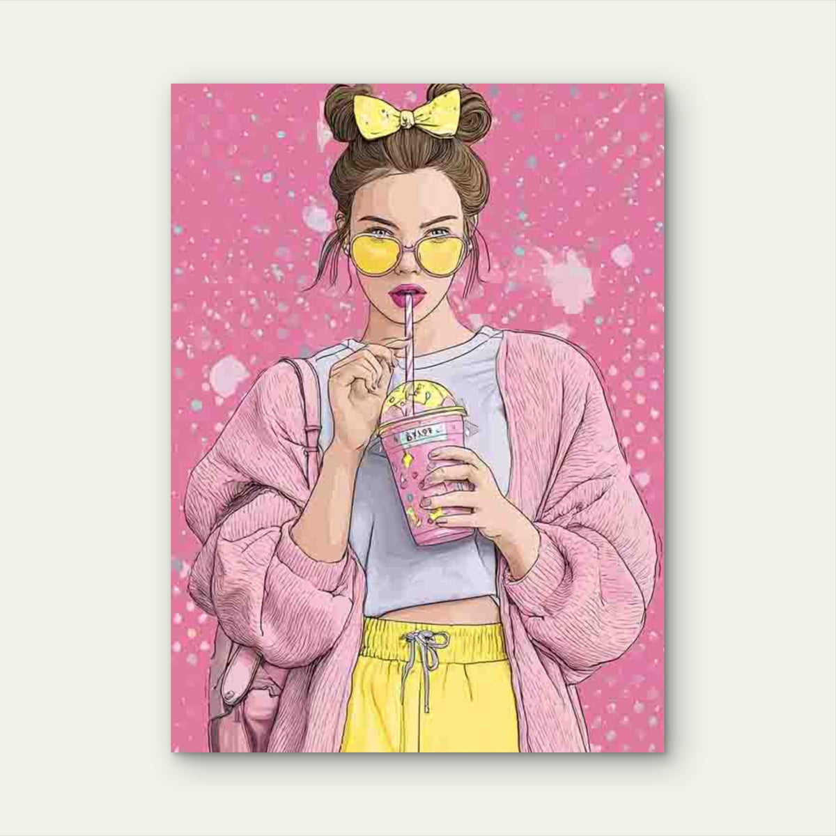 Funky Girly Pastel Colors & Bubble Patterns 60x90cm Metal Print Ready to Hang