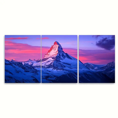 3pcs Brienzer Rothorn Swiss Alps Mountain Wall Art Set Canvas Framed 60x90cm - High Quality Print 100% Australian Made Wall Canvas Ready to Hang