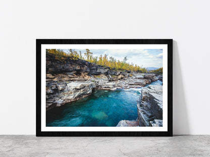 Autumn Of Abisko National Park Glass Framed Wall Art, Ready to Hang Quality Print With White Border Black