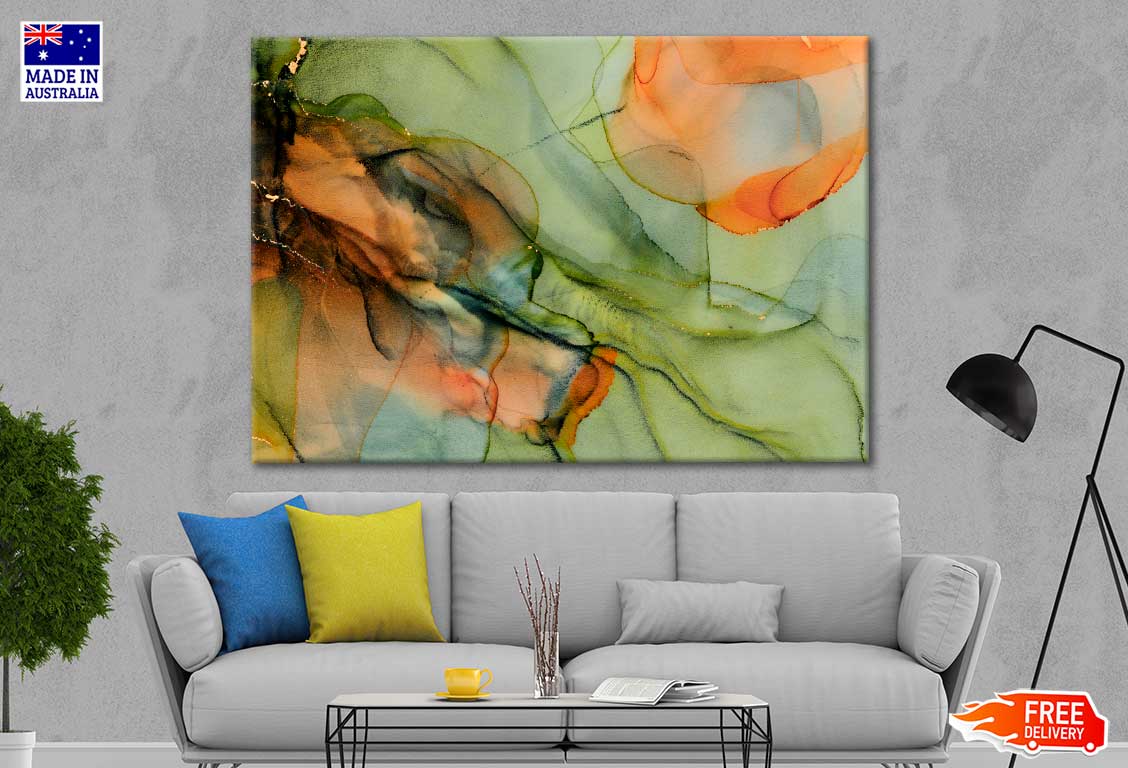 Green Orange Black Abstract Print 100% Australian Made